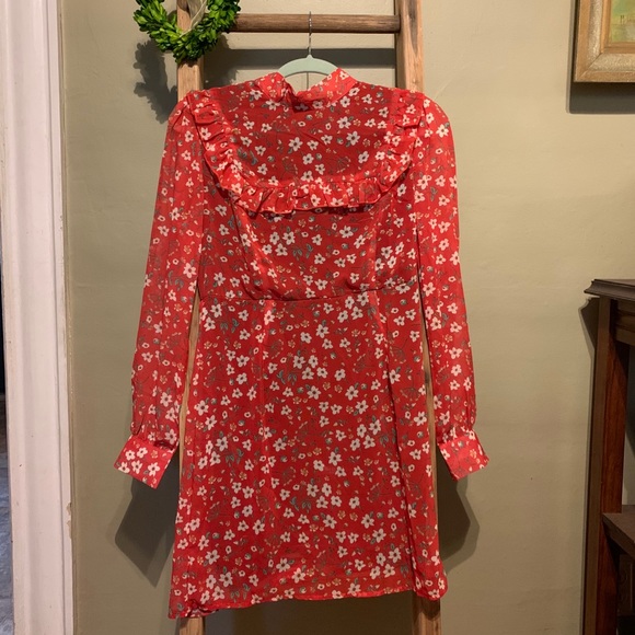 Nasty Gal Dresses & Skirts - Nasty gal mini floral long sleeve high neck dress